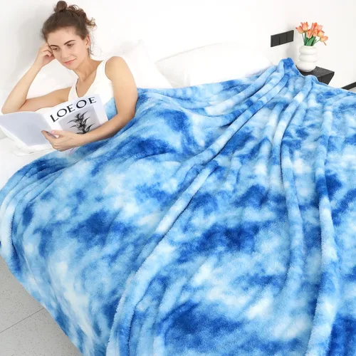 Miniatura 24 de Manta Suave Mantas Ligeras de Forro Polar Manta de Sofá Grande para Cama Queen Manta de teñido anudado