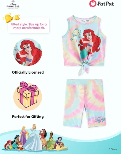 Miniatura 2 de Disney Stitch, Frozen, Minnie Mouse, Princesa, Winnie Tank Top+Shorts Dolphin para niñas, conjunto deportivo de entrenamiento de verano