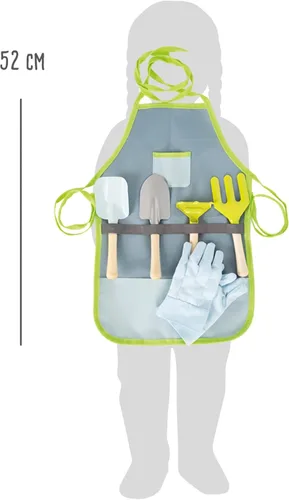 Miniatura 15 de Small Foot - Juego de herramientas de jardinería – Juego de 7 piezas para niños incluye delantal, guantes, pala, rastrillo, paleta y pala – Cabezas