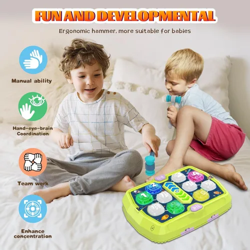 Miniatura 2 de Juego de Golpear Topos para niños pequeños, juguetes para niños y niñas de 3, 4, 5, 6 años, juguetes educativos interactivos de golpeo con 2 Verde