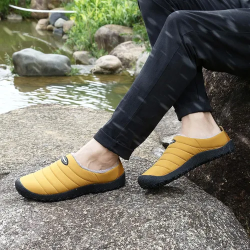 Miniatura 4 de UBFEN - Pantuflas cálidas de invierno para hombre y mujer con forro de felpa mullida, zapatos de casa con suela de goma antideslizante