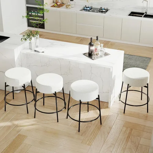 Miniatura 10 de SoarFlash - Juego de 2 taburetes de bar modernos giratorios, taburetes de barra de 24" Sherpa con asiento giratorio de altura de mostrador