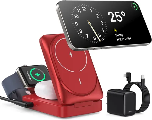 Miniatura 9 de Cargador Inalámbrico 3 en 1 Estación de Carga para iPhone, Soporte de Carga Magnético de 15W Certificado Qi2 para Mag-Safe con Adaptador USB C
