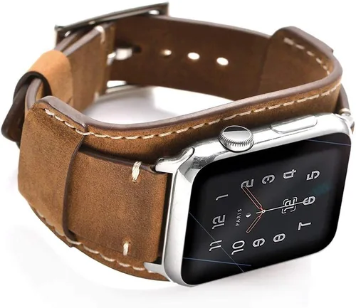 Miniatura 11 de Compatible con correas de Apple Watch de 1.496 pulgadas, 1.575 pulgadas, 1.614 pulgadas, correa de cuero genuino retro de caballo loco para iWatch