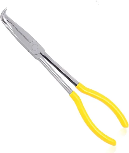 SPEEDWOX Alicates de punta de aguja de largo alcance 90 grados, 28 cm de punta larga curva, mordazas serradas
