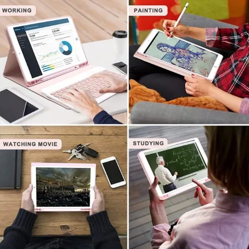 Miniatura 8 de Funda de teclado retroiluminada para Galaxy Tab A8 de 10.5 pulgadas modelo 2022 (SM-X200/X205/X207), cubierta delgada y ligera con teclado