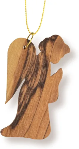 Miniatura 4 de Adorno de Navidad de ángel con trompeta (horizontal), madera de olivo, decoraciones de temporada para árbol de Navidad, pequeños adornos navideños