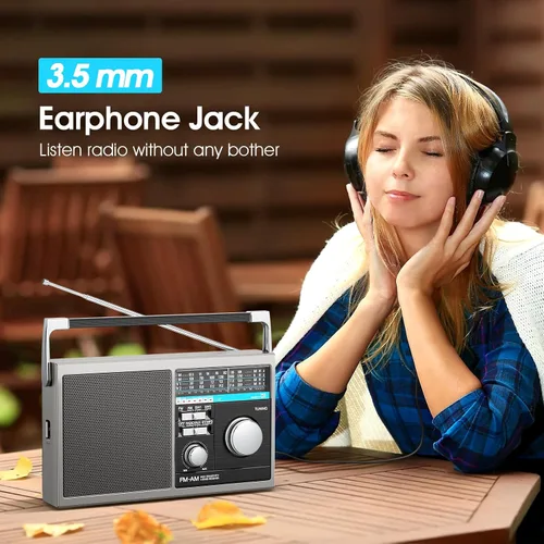 Miniatura 4 de Radio AM FM portátil, radio transistor de onda corta con la mejor recepción, funciona con pilas o alimentación de CA retro con altavoz Bluetooth