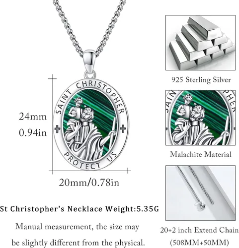Miniatura 137 de Collar con colgante de plata de ley 925 con medalla de San Patrón, joyería religiosa para hombres y mujeres, con cadena de acero inoxidable 316L