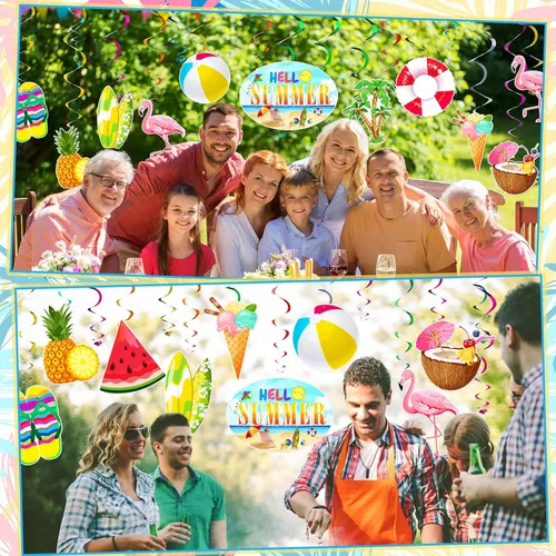 Miniatura 5 de Fabbay 30 piezas de remolinos colgantes de techo de aluminio para fiesta de verano en la piscina, playa, decoración de fiesta de cumpleaños