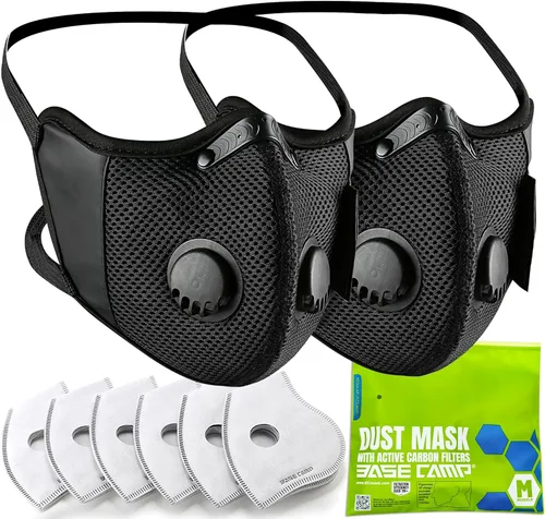 BASE CAMP M Cross - Máscara antipolvo, reutilizable, transpirable, cómoda, máscara facial de seguridad para el trabajo con 6 filtros de carbón