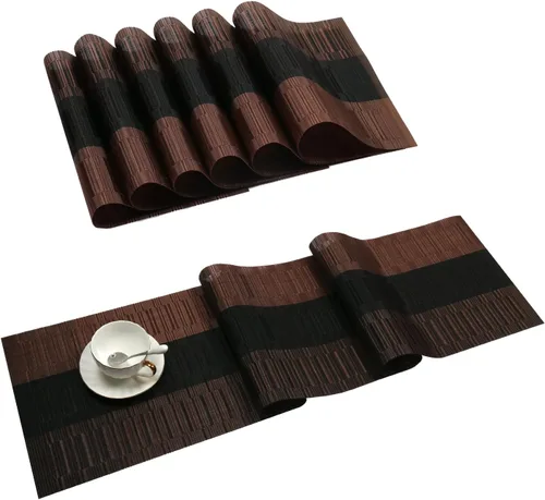 Miniatura 54 de SHACOS - Caminos de mesa de vinilo tejido, lavables, para uso en interiores o exteriores, fáciles de limpiar