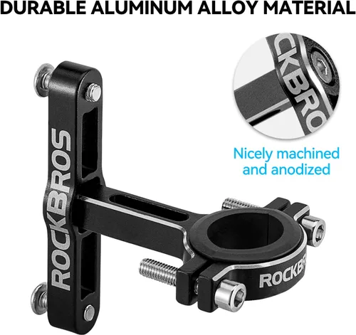 Miniatura 6 de ROCKBROS Adaptador de jaula de botella de bicicleta, manillar de bicicleta, soporte de botella de agua, soporte de botella de aluminio ajustable