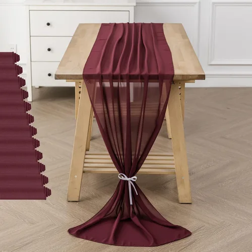 Miniatura 8 de Paquete de 2 caminos de mesa de gasa de 10 pies de 29 x 120 pulgadas, camino de mesa romántico transparente para boda, fiesta de cumpleaños