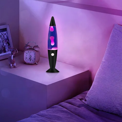 Miniatura 3 de Vanful Lámpara de magma morada de 16 pulgadas con cera blanca y base negra, lámpara de movimiento líquido calmante para decoración del hogar