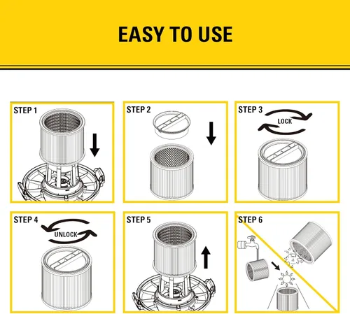 Miniatura 7 de STANLEY Filtro de vacío HEPA de repuesto 08-2566BP, apto para la mayoría de aspiradoras húmedas y secas de 5 a 18 galones, compatible con SL18115