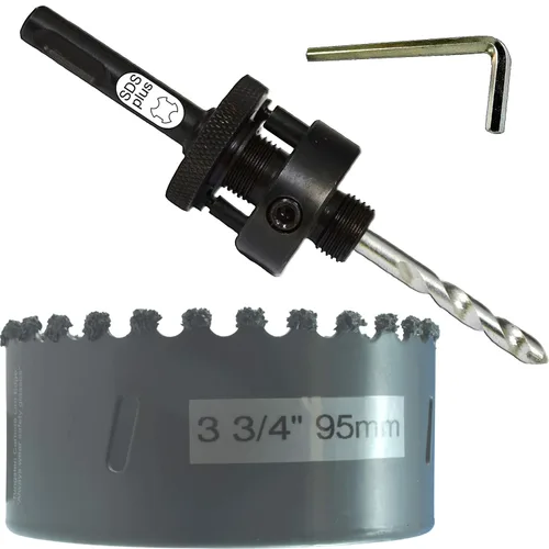 Miniatura 40 de Sierra de agujero HSS con mandril piloto de 2 piezas de alta velocidad para perforar madera y acero, broca de 1/4" de diámetro y eje, broca piloto