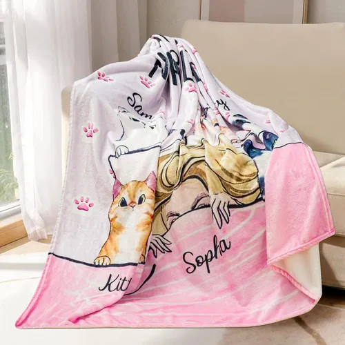Miniatura 4 de Manta oficial personalizada para la siesta, manta personalizada para mamá de gato, nombre de la raza, regalo divertido de cumpleaños para amantes