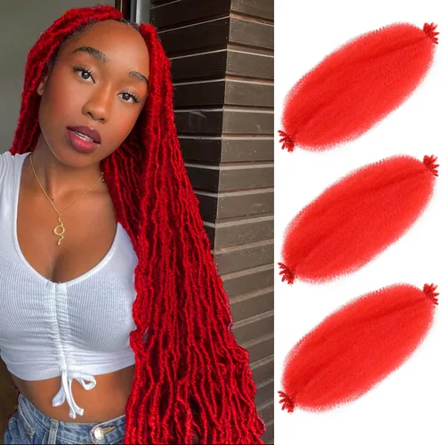 Miniatura 66 de Cabello afro elástico y trenzado de 30 pulgadas 2 paquetes, cabello preesponjado y trenzado elástico pre-estirado para extensiones de cabello suave