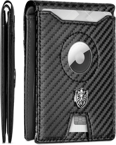 Cartera delgada con soporte para AirTag Cartera minimalista ALPHA PAIR AirTag Billetera plegable para regalo para hombre con 10 ranuras para