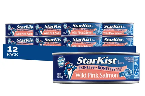 StarKist Salmón rosado silvestre, sin piel, sin hueso, 5 onzas (paquete de 12)