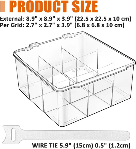 Miniatura 2 de Caja organizadora de cables y cargador con 10 bridas de alambre, caja de almacenamiento adaptadora, organizador de almacenamiento de cable de carga