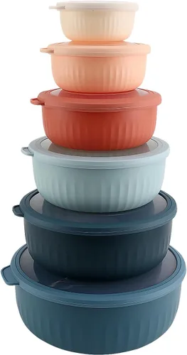 Miniatura 39 de COOK WITH COLOR - Juego de tazones de preparación profundos con tapas, para mezclar, de plástico, pequeños y apilables (color negro degradado)
