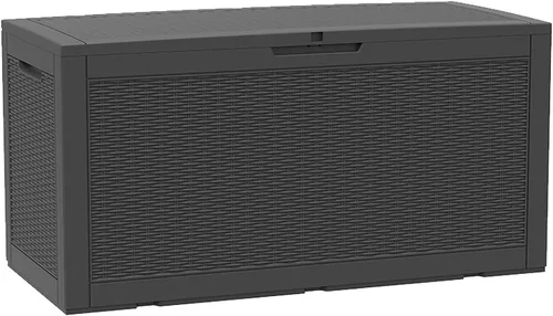 Modern-Depo Caja de cubierta de 100 galones, impermeable, banco de almacenamiento al aire libre, polipropileno PP, herramientas de jardín, toalla de