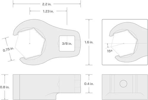 Miniatura 7 de TEKTON Llave de Pata de Gallo de Tuerca Abocinada de 6 Puntos de 3/8 Pulgadas de Impulso x 1 Pulgada WCF15225 Fabricado en Estados Unidos