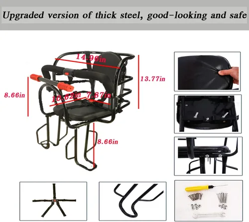 Miniatura 3 de Asiento de bicicleta para niños, asiento trasero de bicicleta de bebé, asiento trasero para niños, soporte de seguridad para bicicleta de adulto