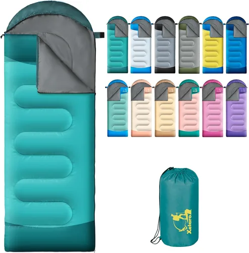 Sacos de dormir para adultos y niños - 3 estaciones para clima frío y cálido, impermeables para acampar - Sacos de dormir ligeros para camping,