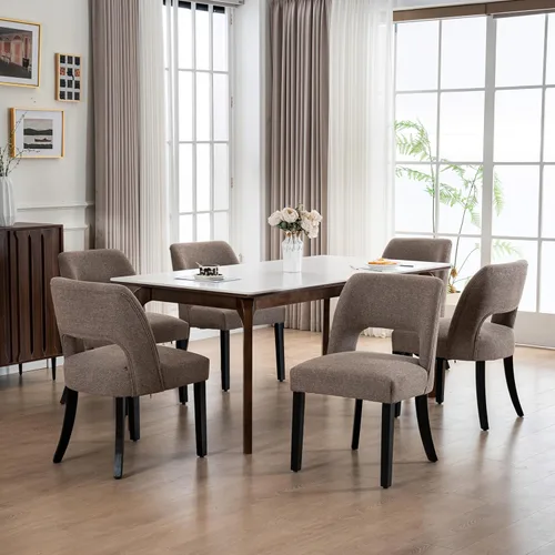 Miniatura 43 de VKNOW Juego de 2 sillas de comedor de madera, silla de comedor tapizada en tela moderna, silla de cocina, silla de cena de granja para cocina y Verde