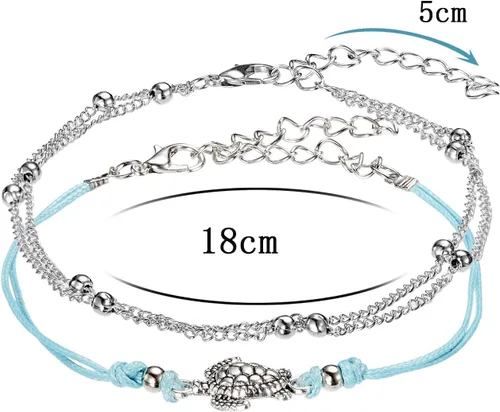 Miniatura 7 de 17 piezas Tobilleras ajustables Boho tortuga estrella de mar concha flamenco playa tobillo pulseras joyería pie pie para mujer