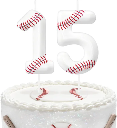 Miniatura 82 de Velas de cumpleaños con el número 0 de béisbol, decoración de pastel con temática de béisbol para niños y niñas, decoraciones de pasteles