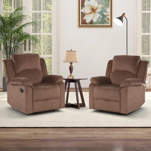 CANMOV Juego de sillas reclinables manuales de 2, sofá individual de tela suave y tapizado para sala de estar y dormitorio, mecanismo reclinable