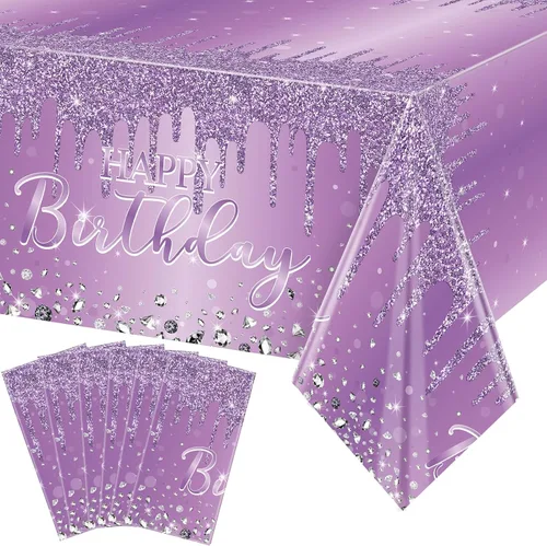 Miniatura 14 de Pajean Mantel de plástico con lentejuelas de diamantes con brillantina para fiesta de niña y niña, mantel de plástico con lentejuelas para niñas