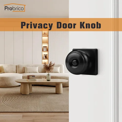 Miniatura 2 de Probrico Perillas de puerta negras con roseta cuadrada, manijas de puerta de privacidad para dormitorio, perillas de puerta negras cerraduras