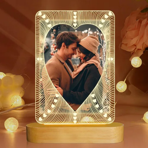 Miniatura 13 de Attivolife Marco de fotos con texto en inglés "I Love You" para mujer, marco de fotos iluminado con luz nocturna LED, regalos para parejas, esposos