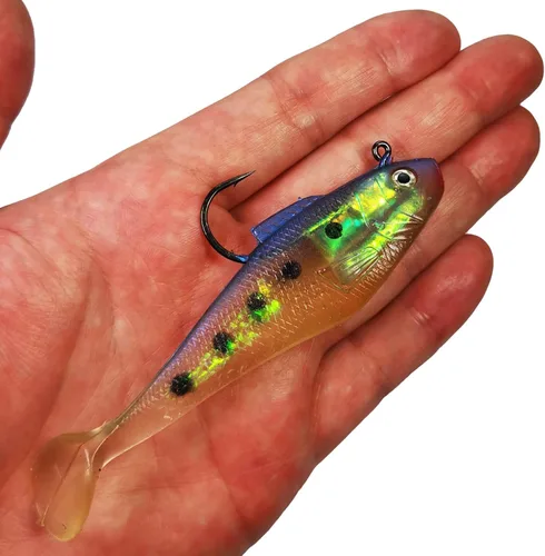 Miniatura 2 de Señuelos de Cabeza de Plomo Pre-Aparejados de Cola de Paleta Swim Shad 3PCS 4" 1oz Cebo Suave de Plástico Swimbait para Agua Dulce y Salada