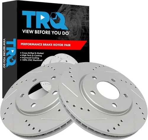 Miniatura 37 de TRQ Juego de rotores de freno de rendimiento trasero con revestimiento G premium compatible con Mazda 6 2014-2021