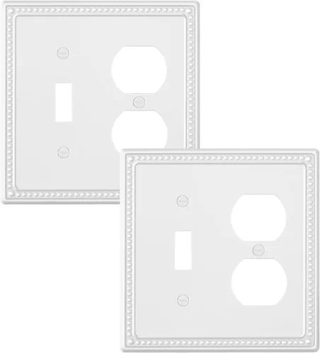 Miniatura 28 de Paquete de 4 placas de cubierta para interruptor de luz de palanca individual, cubiertas decorativas de perlas, placa de pared de metal almendra