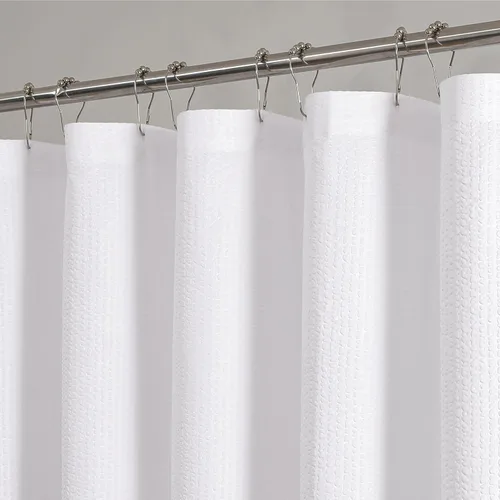 Miniatura 6 de OVZME Cortina de ducha Berry White, cortina de ducha de tela con textura en relieve para baño - Tela suave y lujo de spa hotelero, repelente al