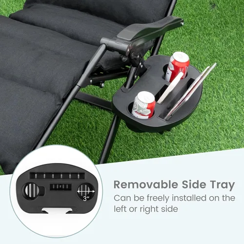 Miniatura 6 de Giantex Silla Zero Gravity con cojines de patio, silla reclinable plegable ajustable con almohada y soporte para tazas, sillón reclinable de césped