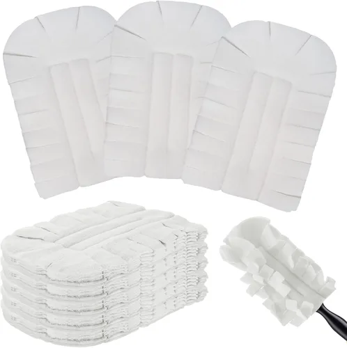 Miniatura 32 de Zubebe 12 piezas de repuesto de plumero de forro polar reutilizables, plumeros planos de plumas, almohadillas de limpieza lavables para múltiples
