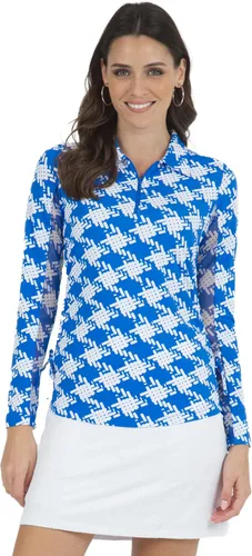 Miniatura 5 de IBKUL Athleisure Wear - Polo de manga larga con protección solar UPF 50+ Icefil Cooling Kimberly Print de longitud ajustable - 48376