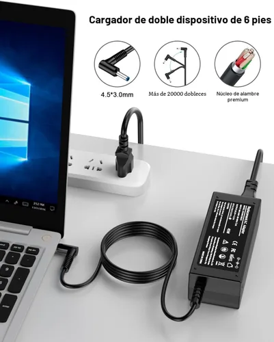 Miniatura 4 de TSKYBEAR Cargador de 45W compatible con cargador de portátil HP, Pavilion, Pavilion X360, Elitebook, Stream, Probook, portátil 11 14 15 15-f272wm