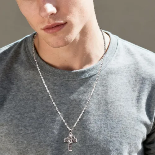 Miniatura 199 de Eusense San Miguel San Cristóbal San Benito San Judas Virgen María Collar chapado en oro 925 joyería religiosa para hombres y mujeres, collar