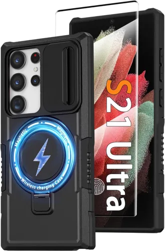 Miniatura 35 de Funda magnética para Samsung Galaxy Note 20 Ultra con soporte de anillo [con protector de pantalla] [Compatible con carga inalámbrica MagSafe] Funda