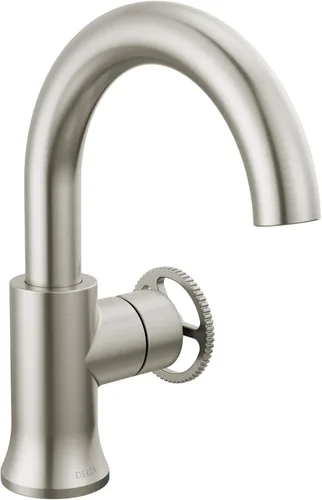 Miniatura 10 de Delta Trinsic - Grifo de baño de arco alto de 1 orificio con mango de rueda, níquel pulido, grifo de fregadero de baño de un solo agujero