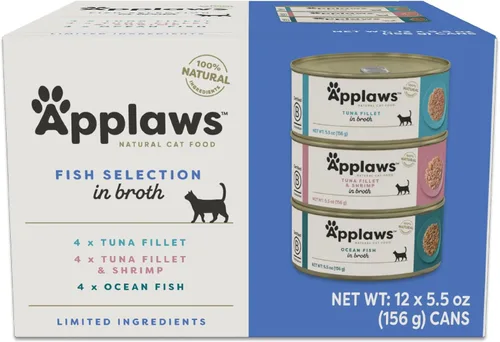 Applaws - Comida húmeda natural para gatos en caldo, ingredientes limitados y naturales, alta en proteínas sin aditivos artificiales, paquete de